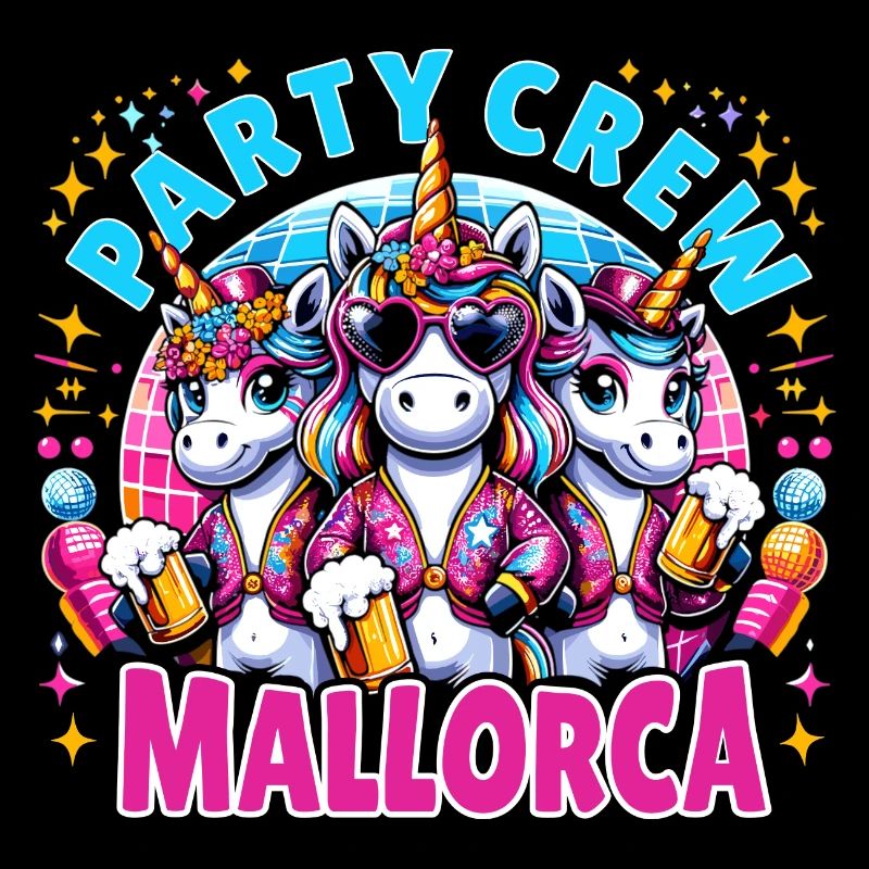 Party Crew Mallorca Einhorn Design