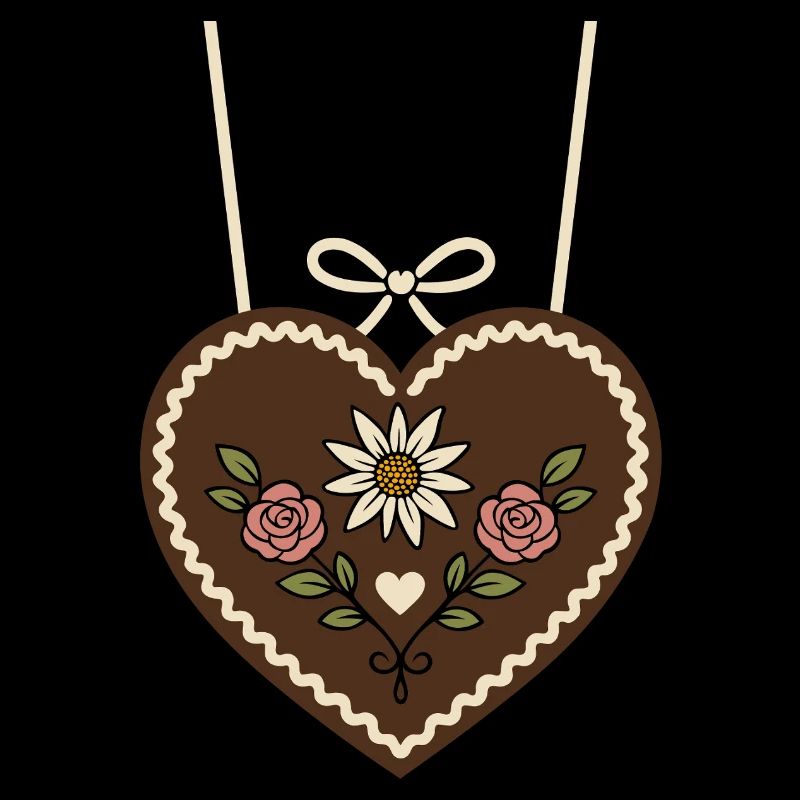 Lebkuchenherz mit Edelweiß & Rosen