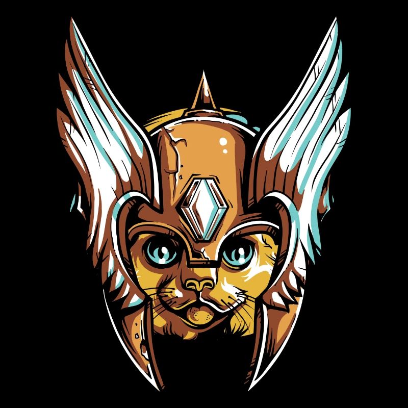 Katze mit Helm