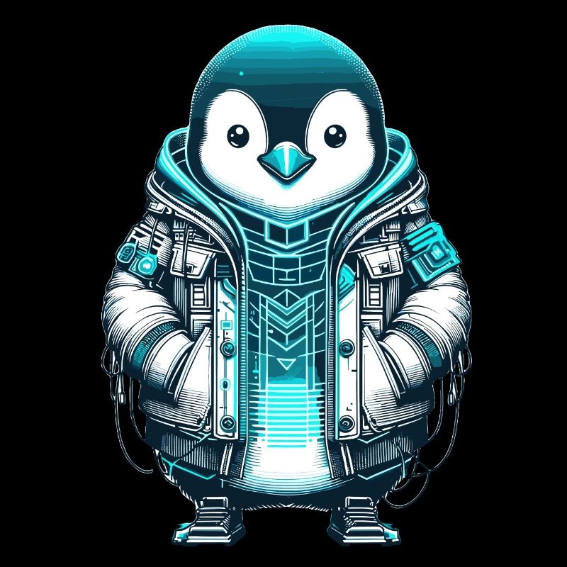 Cooles Synthwave Cyberpunk Pinguin Liebhaber Geschenk