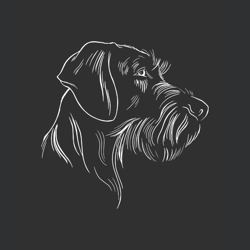 German wirehaired pointer dog head drawing