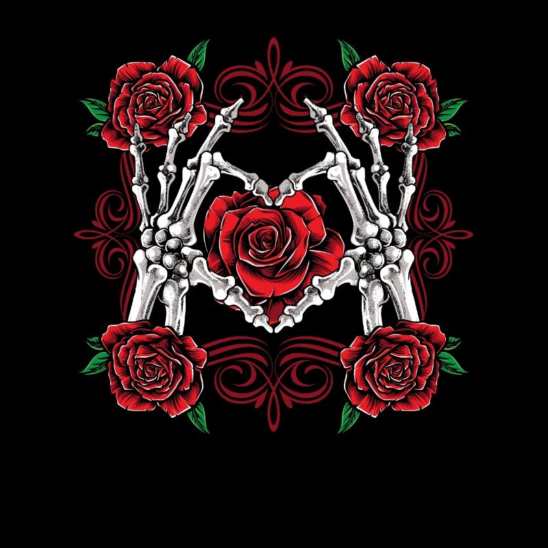 Rose Skelett Hand Goth Kleidung Emo Stil Geschenke