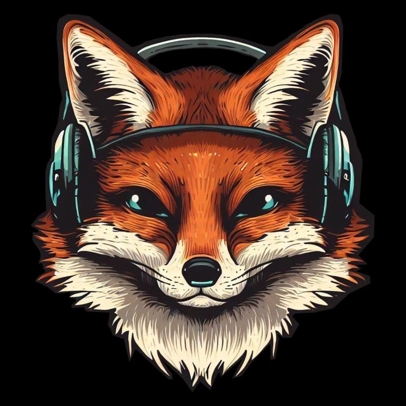 Renard avec écouteurs