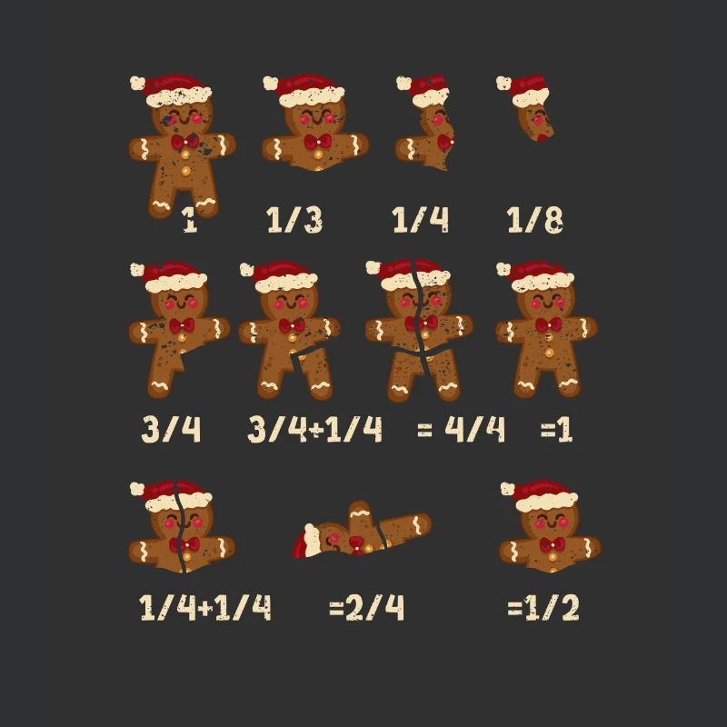 Christmas math teacher breaking gingerbread cookie