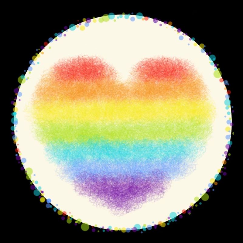 Regenbogen Herz mit Konfetti bunt
