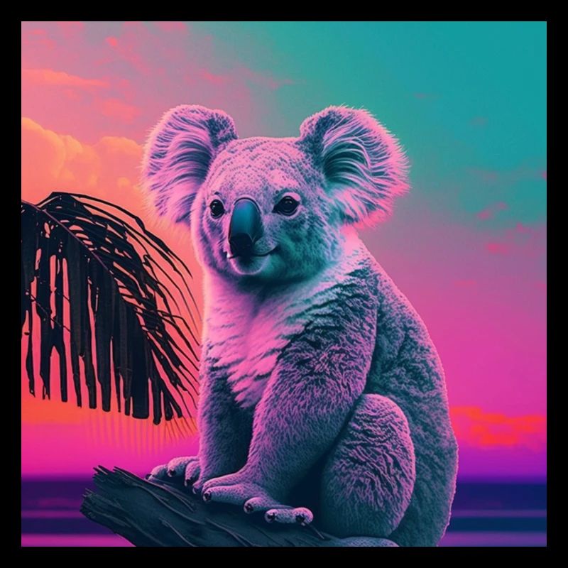 KOALA VAPORWAVE, art moderne, couleurs néon