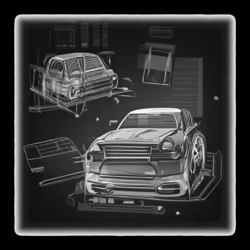 Technical car drawing in geometry style