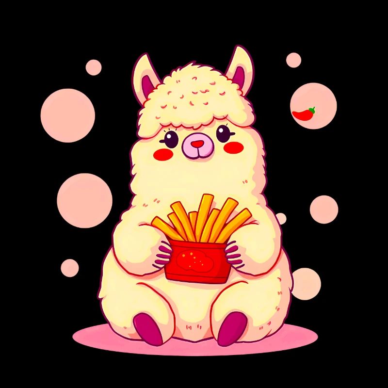 🥔💖 Fry-Craving Fluffy Alpaca! 🌈✨