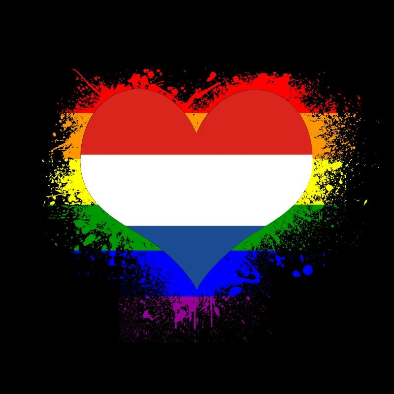 Drapeau de l'arc-en-ciel Coeur Pays-Bas GayPride