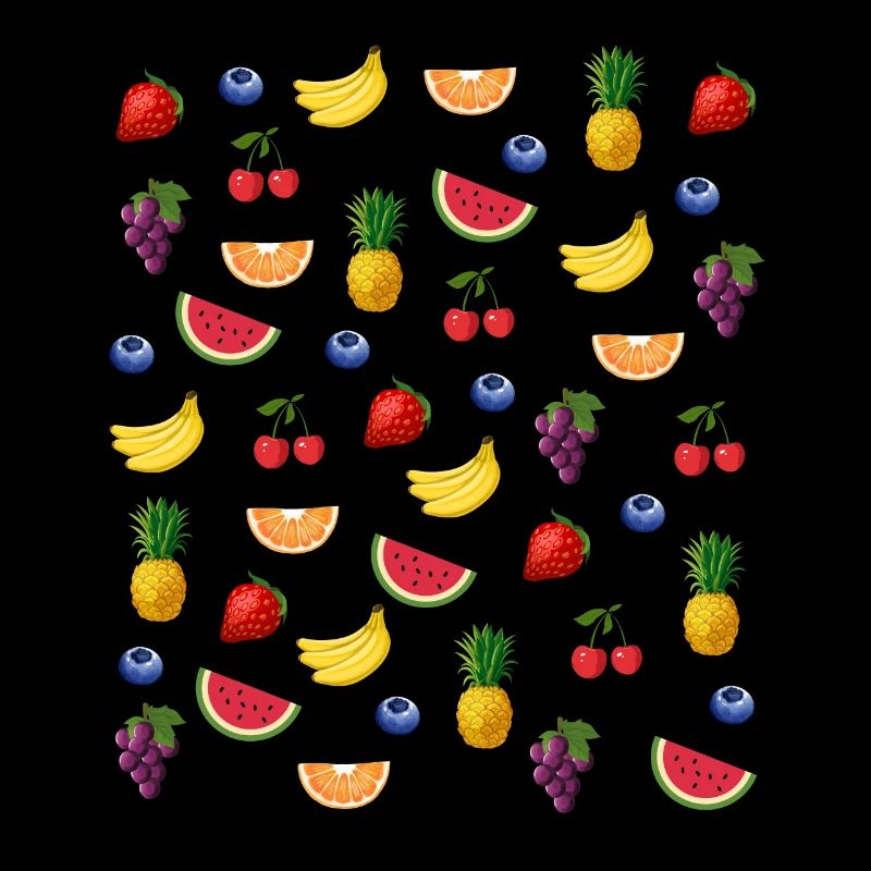 Fruit mix pattern on black background