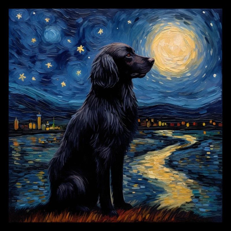 Flat Coated Retriever Starry Night