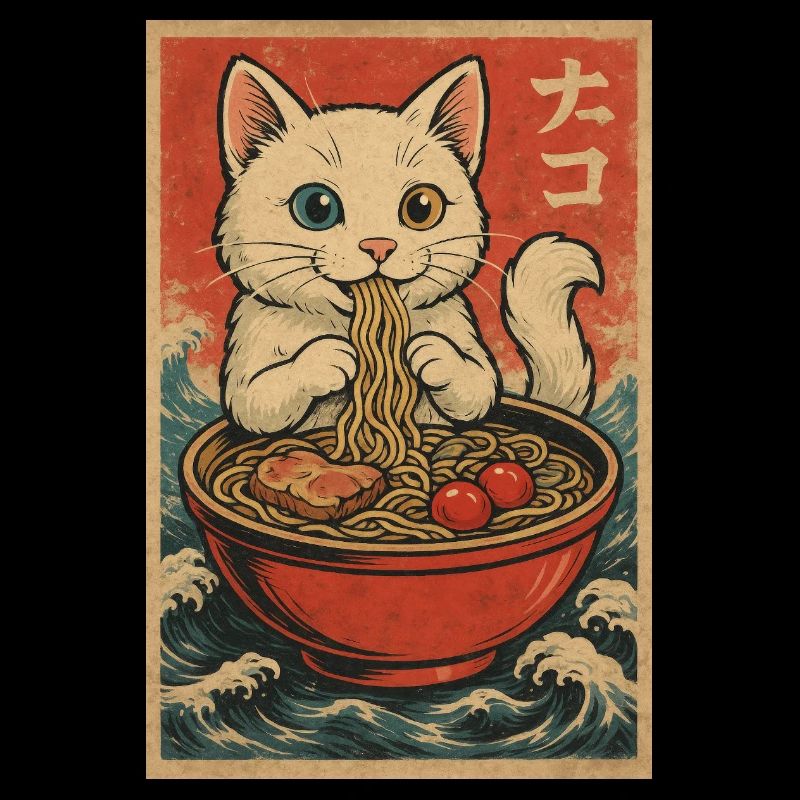 Cat Frames Ukiyo-E Retro