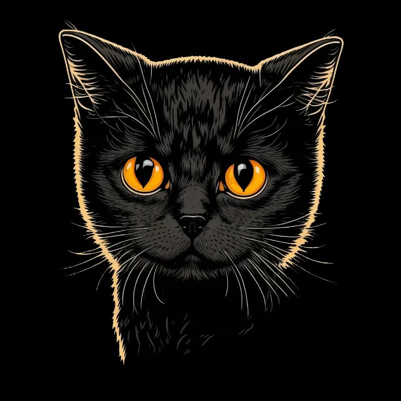 Chat noir avec un look mignon à Halloween
