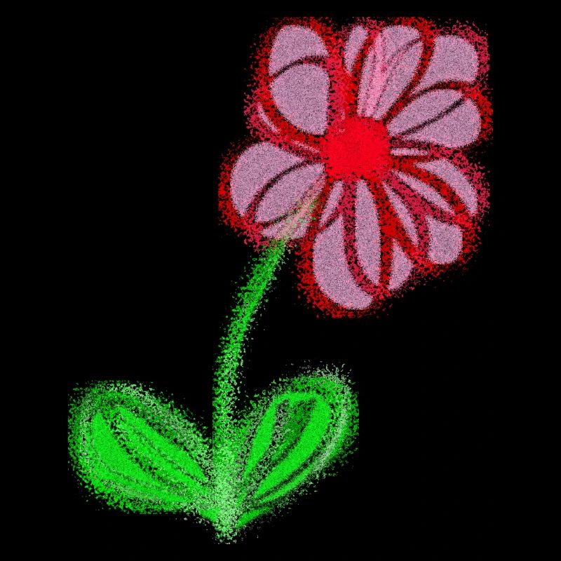 Rotes Blümchen handgemalt abstrakt Blume Pixel