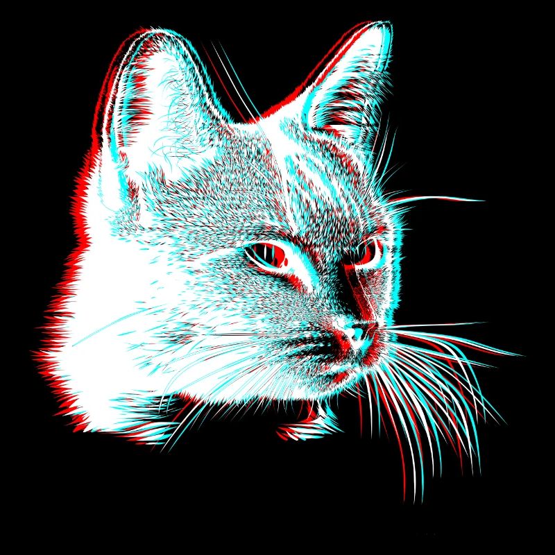 Cat 3D Effect Glitch Deception Gift