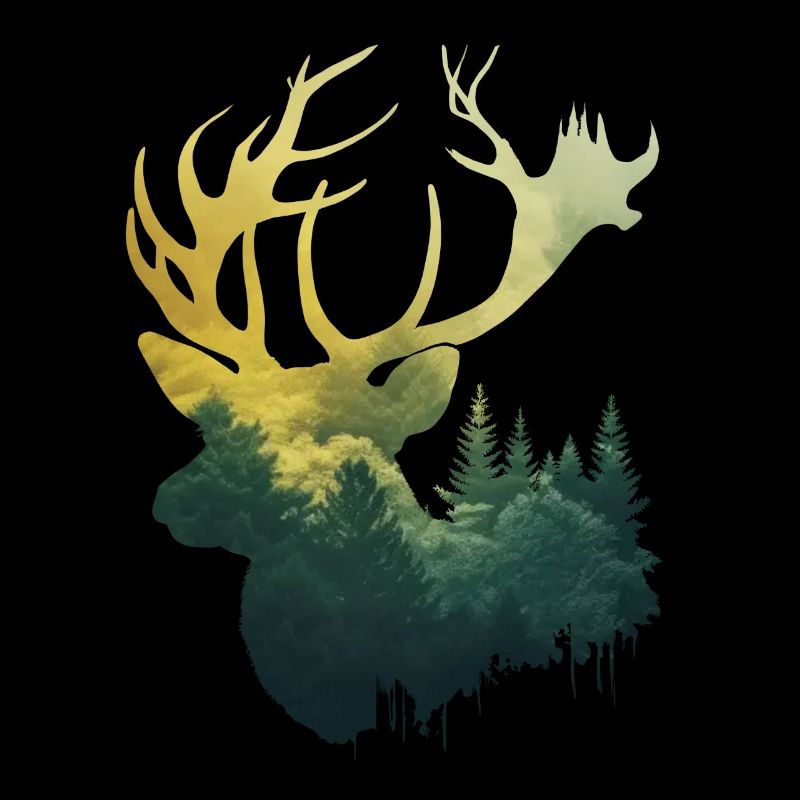 Silhouette de cerf de forêt proximité avec la nature