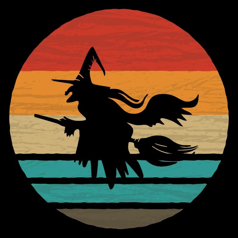 Witch's broom Helloween Retro Style Vintage
