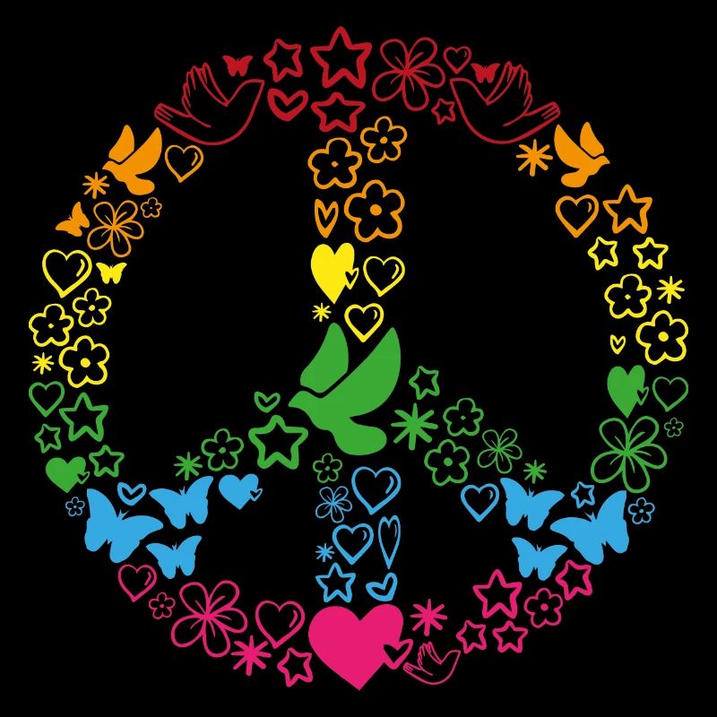 Retro Peace 70er Friedenszeichen buntes Zeichen