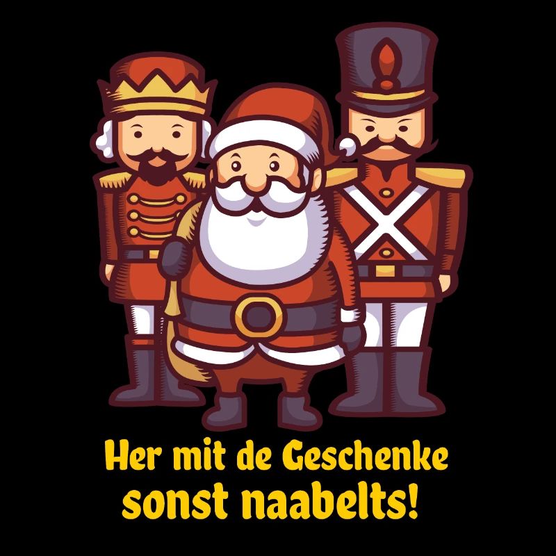 lustiger Weihnachtsmann mit Kumpels will Geschenk
