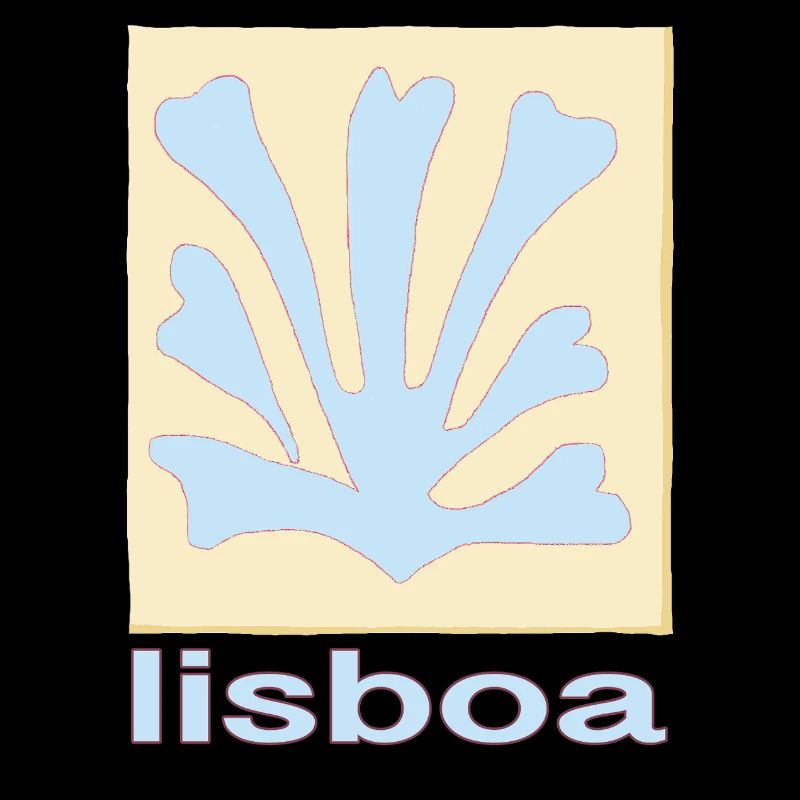 Lisboa Palmenblatt Blau Retro