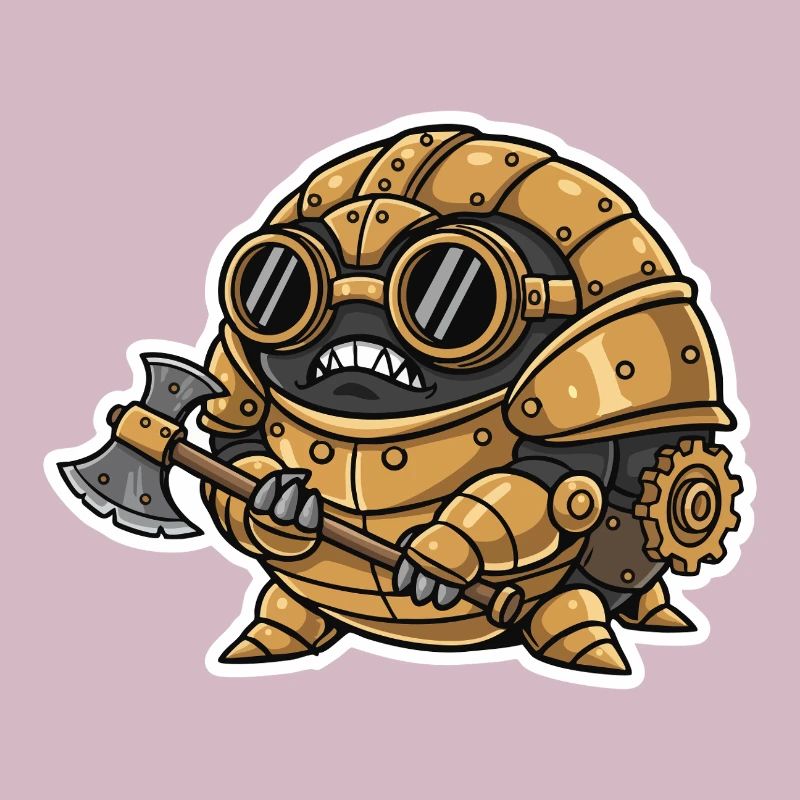 Sowbug Warrior Steampunk Axe Copper Armor