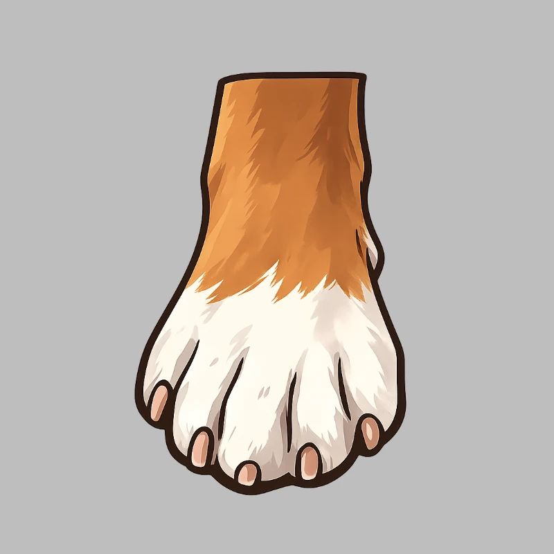 Conception de pattes de chien brunes blanches