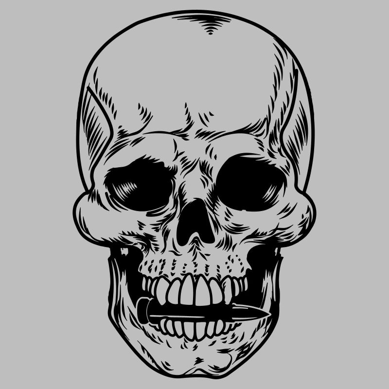 Skull with bullet between the teeth