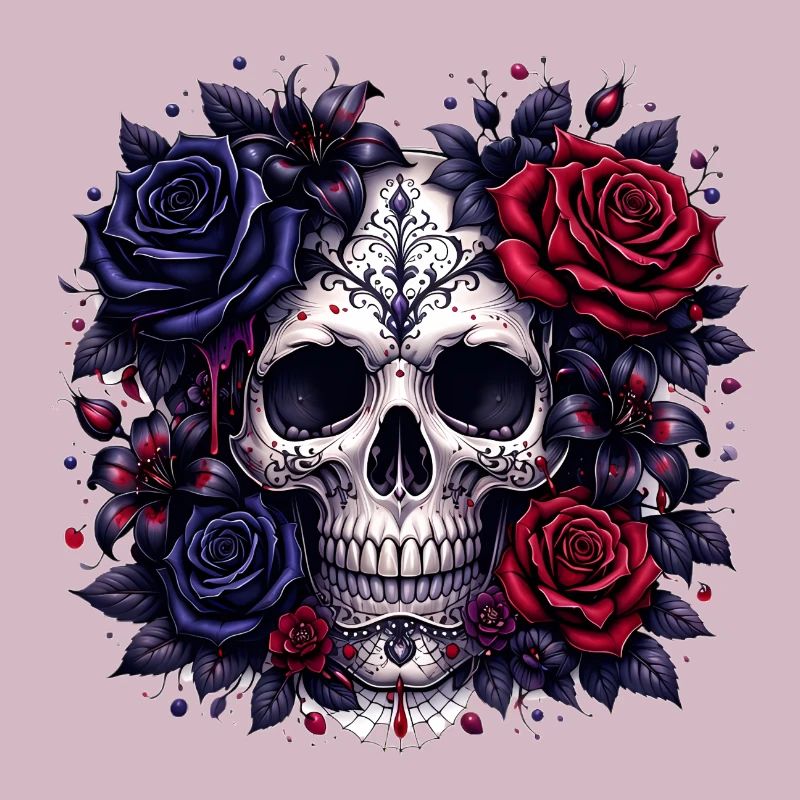 Gothic skull with roses