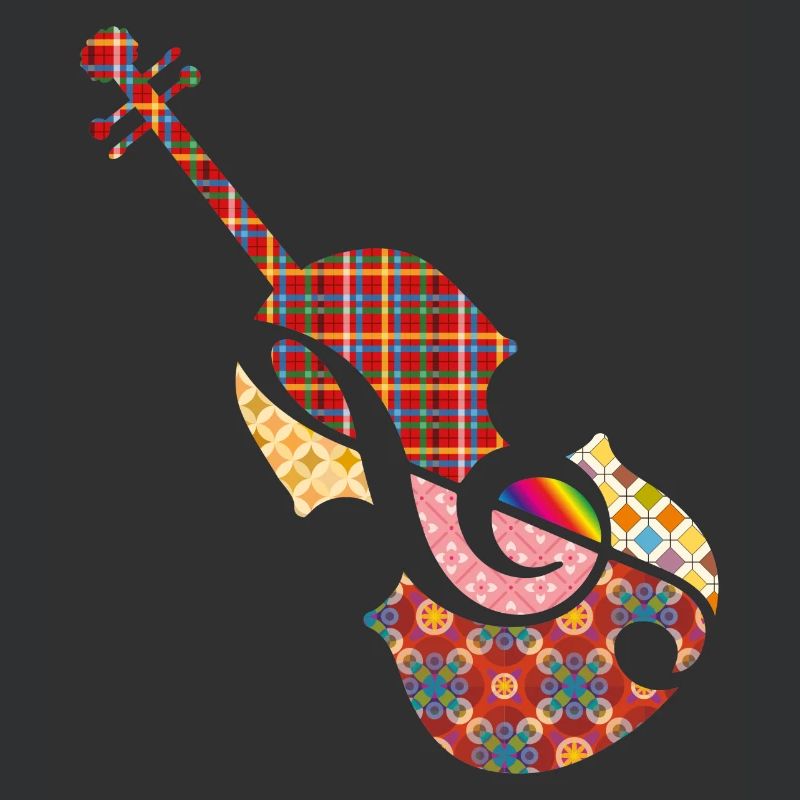 schöne Patchwork Violine mit Violinschlüssel