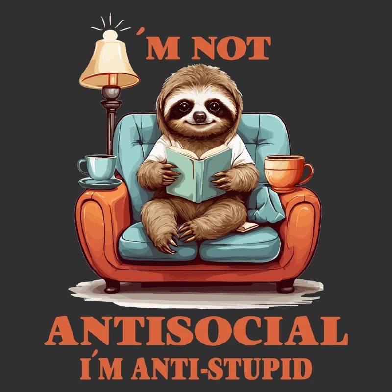 Clever sloth with book