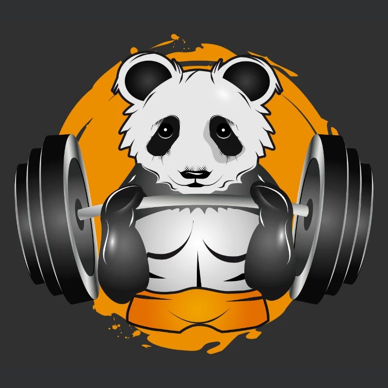 Bodybuilder Panda Bear Avec Haltère Dans Gym Patch