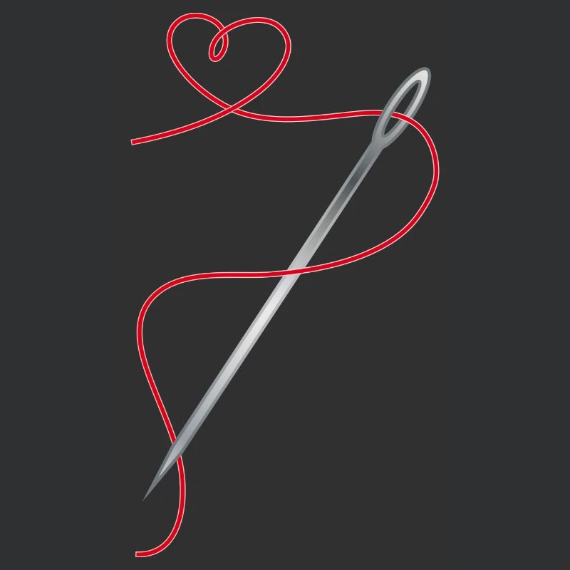 Needle and sewing thread with heart