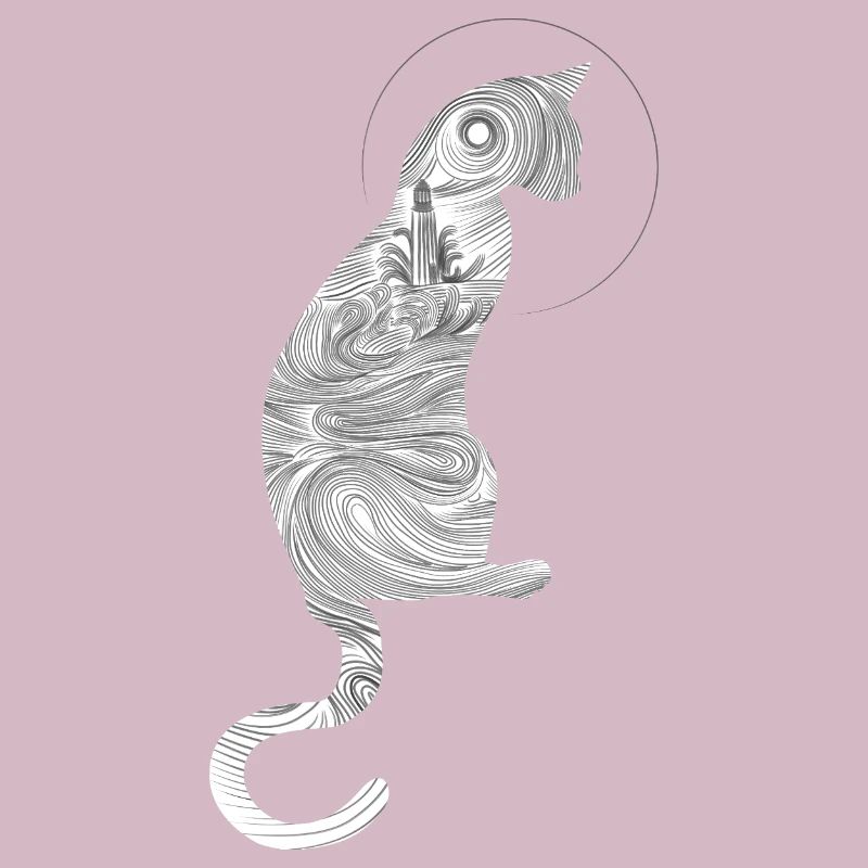 Abstract cat with spiral pattern