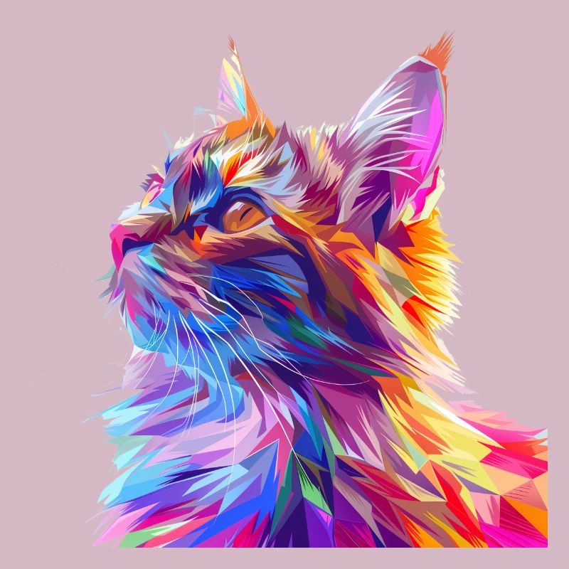 Polygon Cat Comic Style