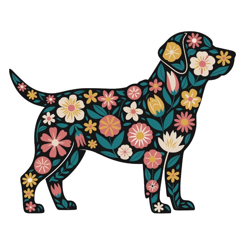 Silhouette de chien fleur