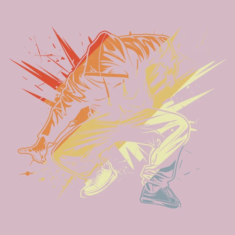 Breakdancer dessinant vintage