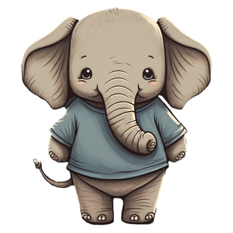 Mignon éléphant avec pull bleu pour enfants