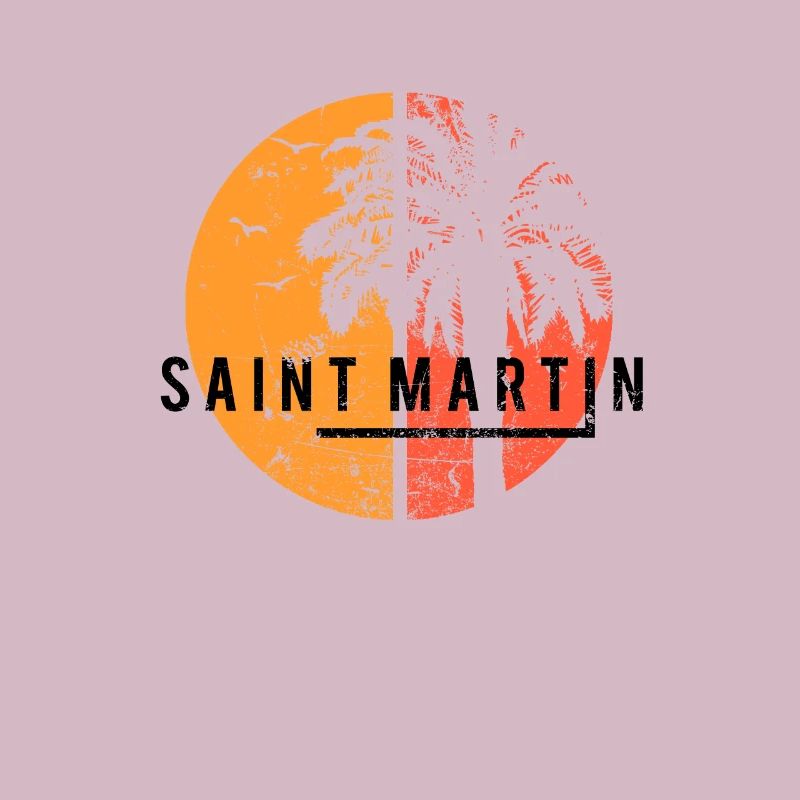 Artistic Saint Martin Cool Palm Tree Vacation