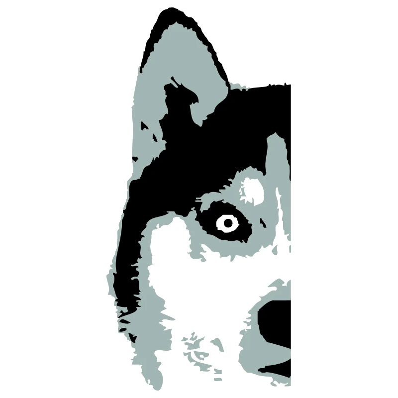 Dog White Husky Half Face Head Nice Cool