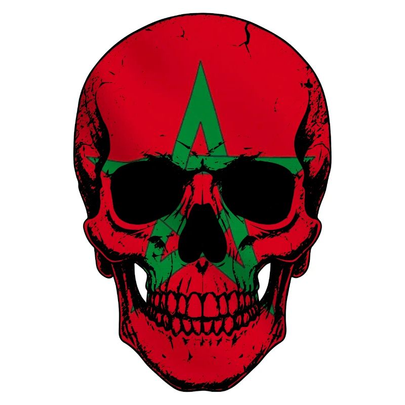 Moroccan Skull - Crâne avec le drapeau du Maroc