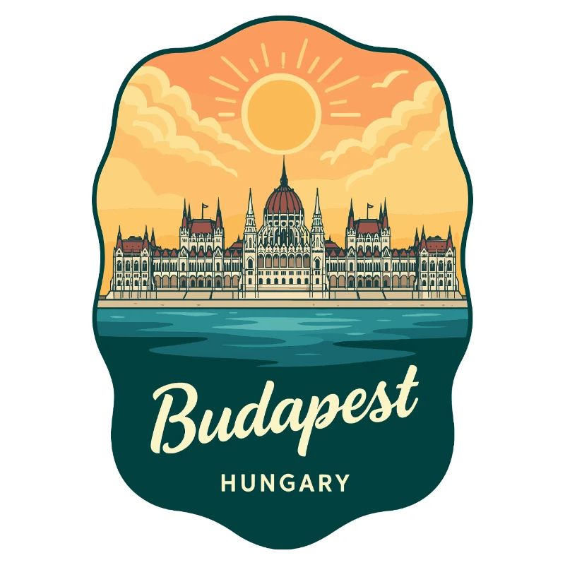 Budapester Parlament Vintage Sunset Abzeichen