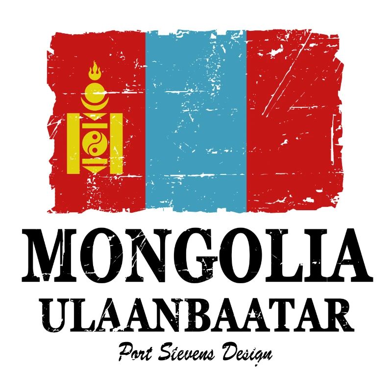 Drapeau de Mongolia - Drapeau de la Mongolie - Shabby look