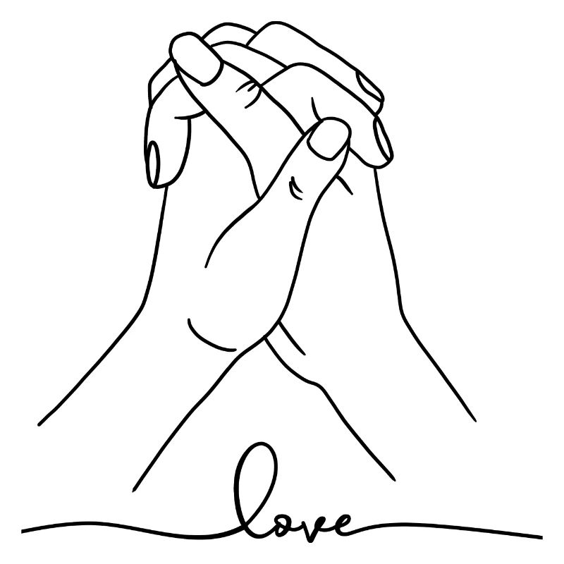 Mains de fixation, relation, amour, couple