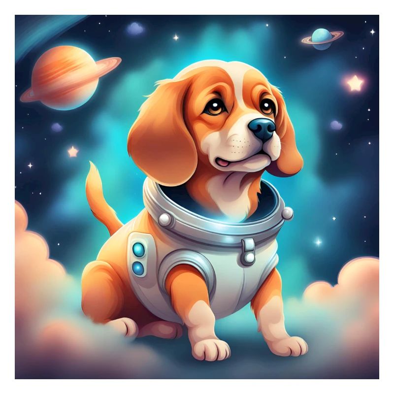 Chien mignon dans l’espace