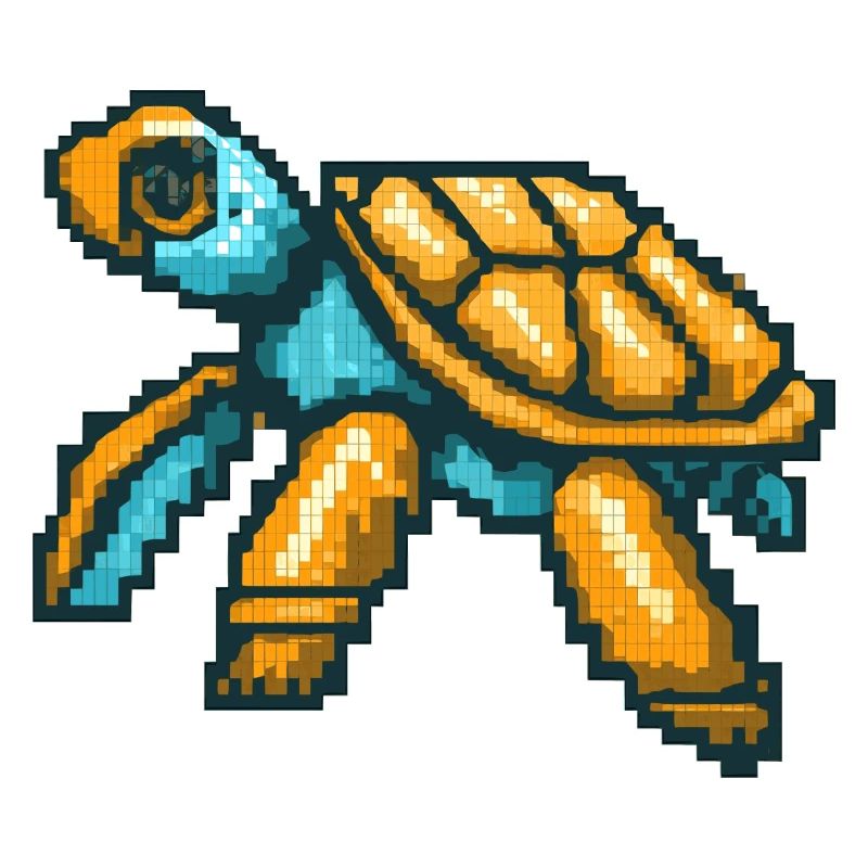 Pixel turtle in nostalgic 8 bit style