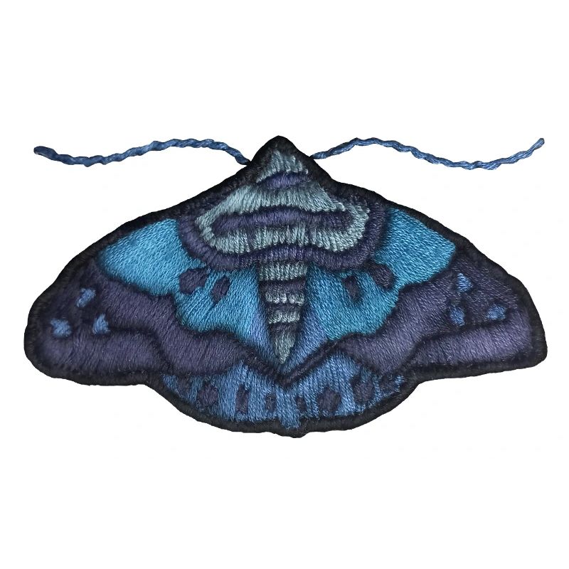 Blue moth – unique embroidered pattern