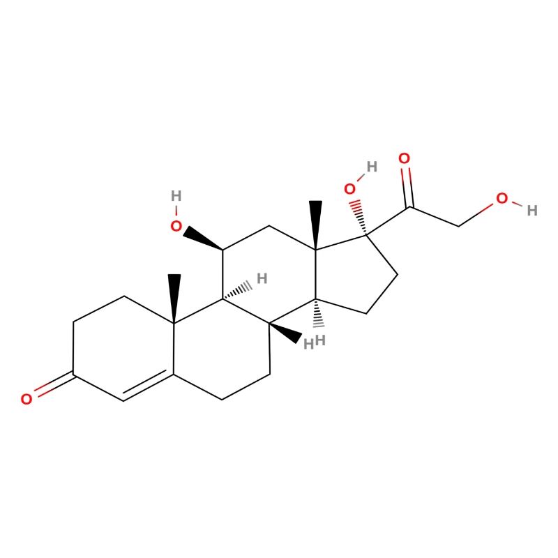 Molécule de cortisol - Formule structurale colorée