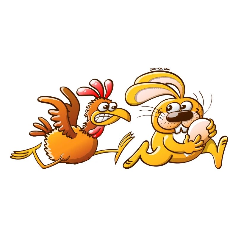 Easter Bunny Stealing an Egg from a Furious Hen