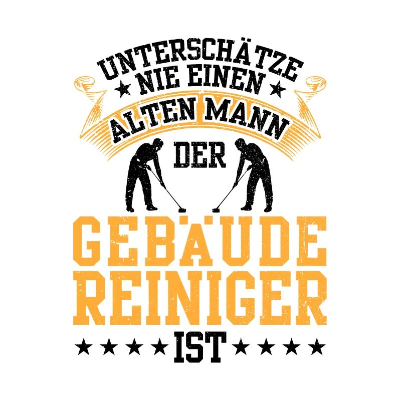 Alter Mann der Gebäudereiniger ist Fensterputzer