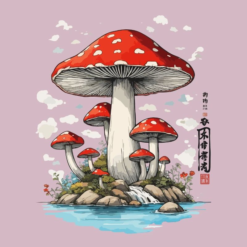 Retro Toadstool Art Mushroom Picker Design